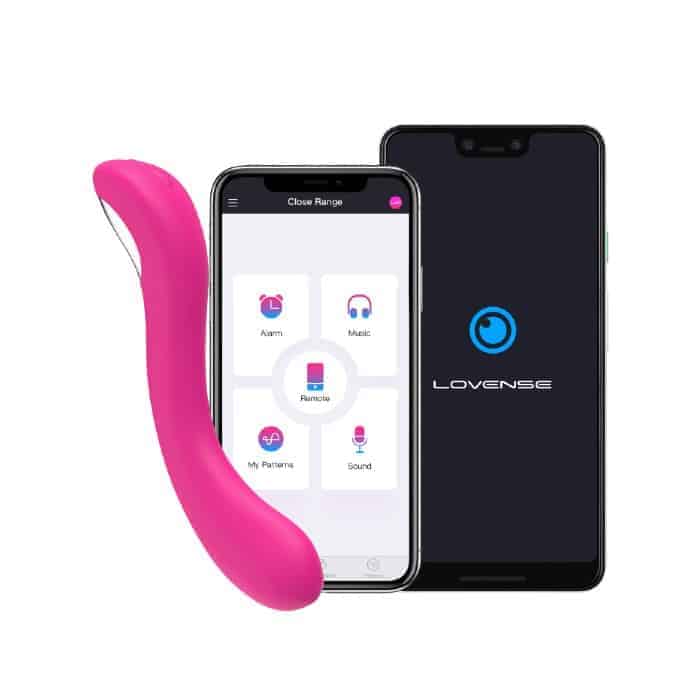 vibrador rosa e seu aplicativo instalado no aparelho celular