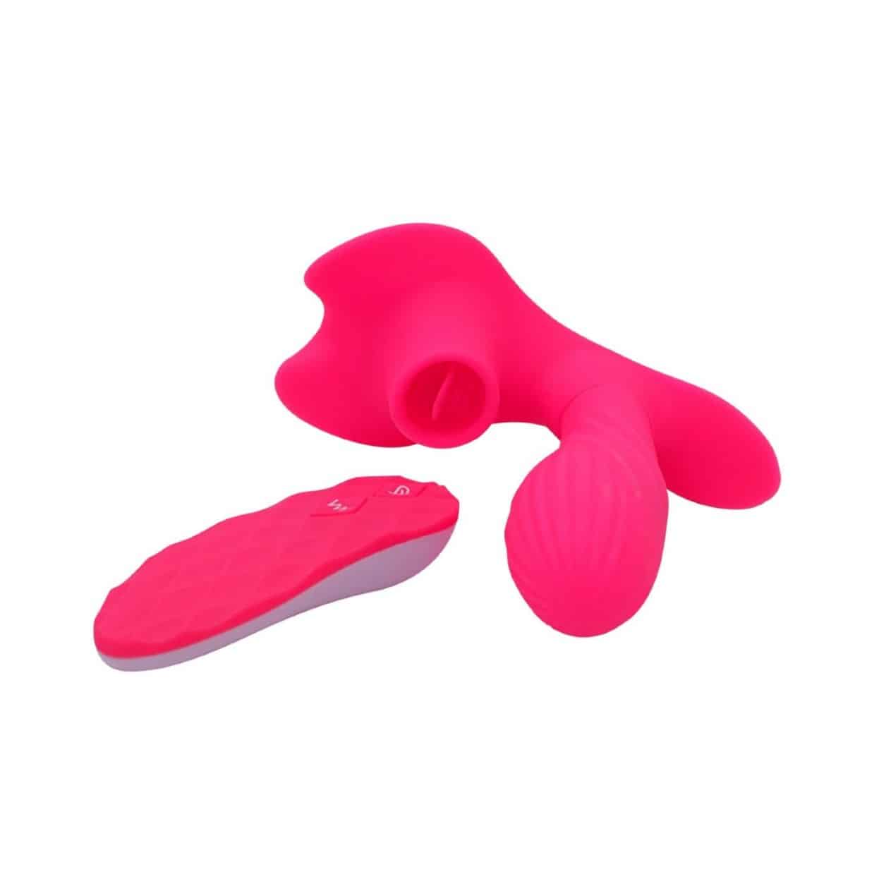 vibrador duplo com controle rosa