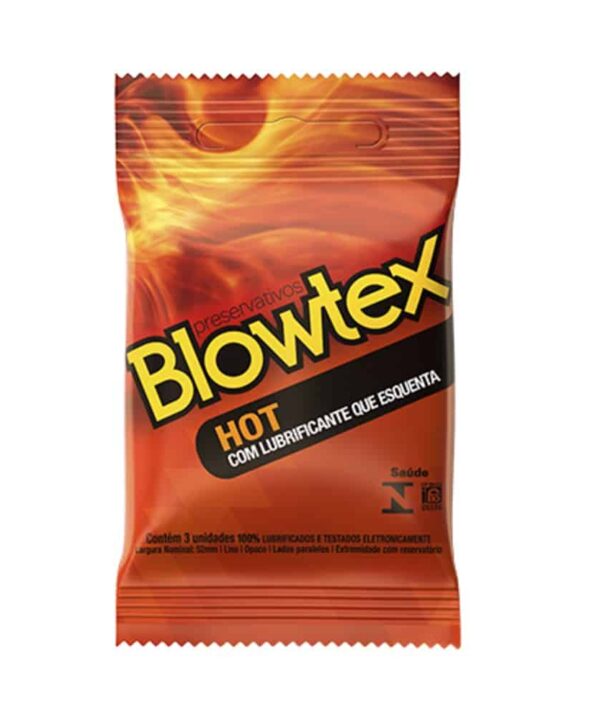 Blowtex Preservativos Hot com Lubrificante que Esquenta, embalagem de preservativos quentes.