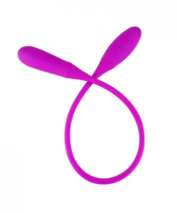 Vibrador para casal em silicone roxo, ideal para estimular ambos durante o momento íntimo. Produto d.