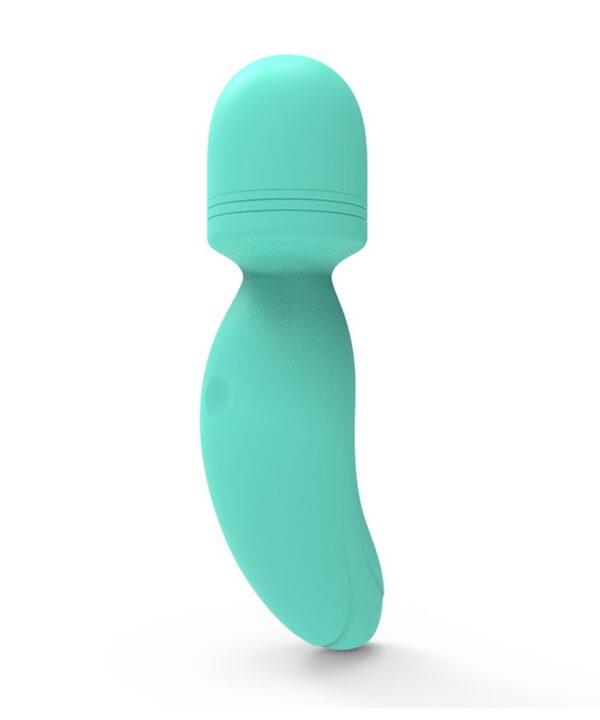 Vibrador de silicone em cor azul claro para uso íntimo.