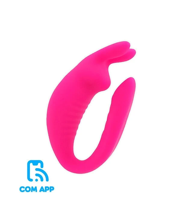 Vibrador feminino rosa com controle remoto e app para prazer intenso.