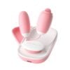 Bastão veicular rosa na case branca com detalhes rosa e design delicado, ideal para massagens e bem-estar feminino, disponível na Dona Coelha.