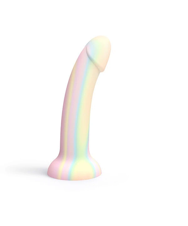 Brinquedo de borracha com efeito de arco-íris, divertido e colorido.