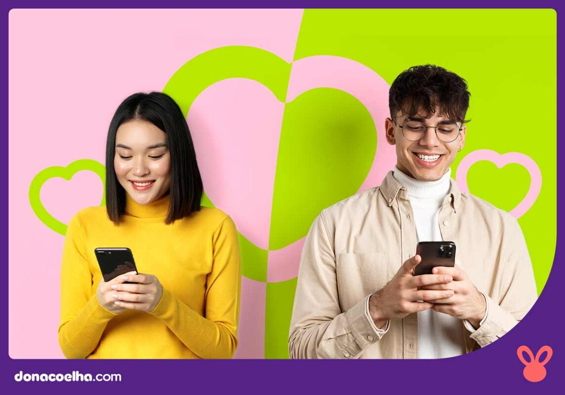 Casal com celulares