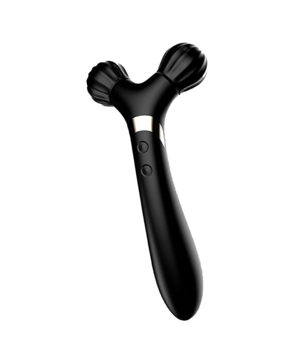 Imagem de massageador elétrico com duas cabeças giratórias.