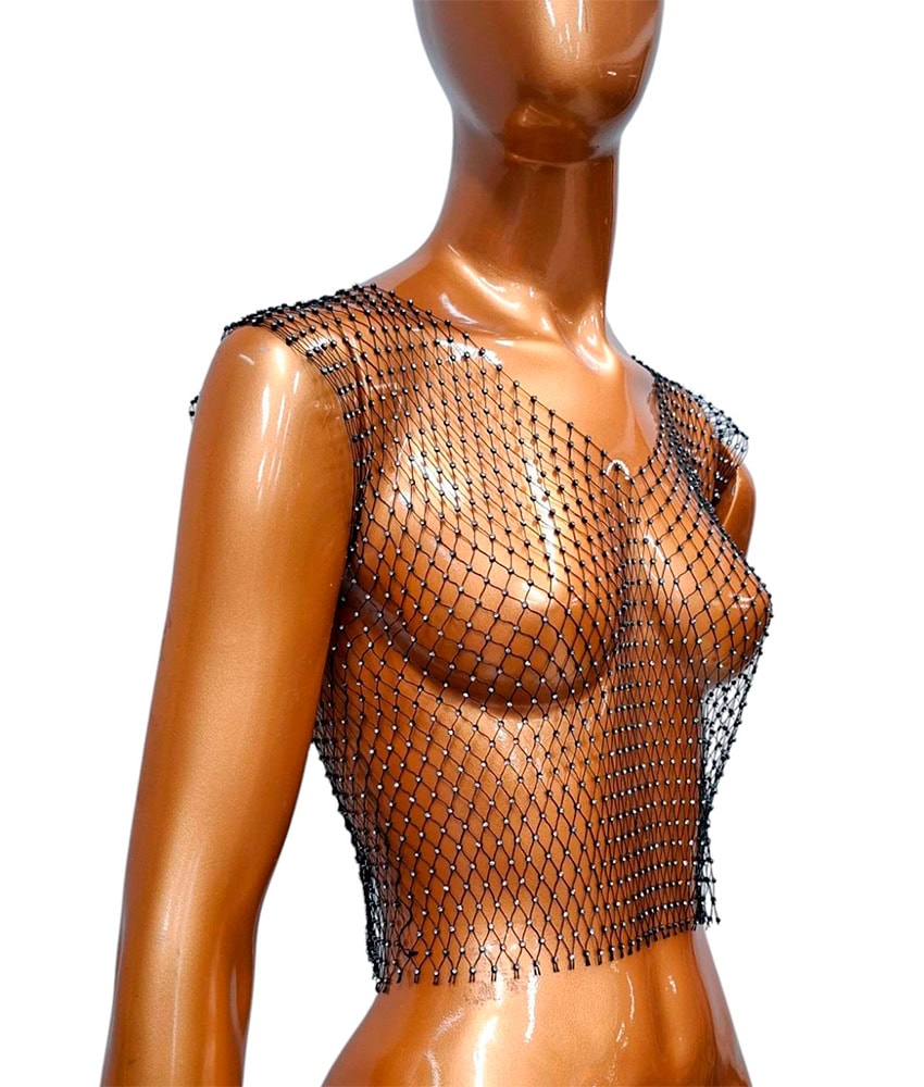 Cropped de Tela e Strass