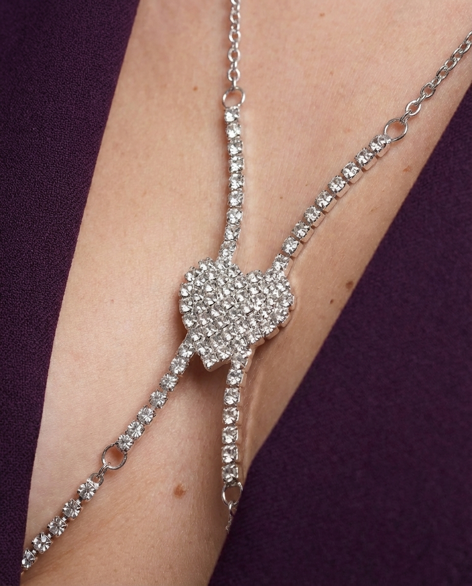 Joia de Corpo Coração Prateado