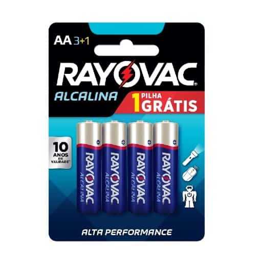 Pilhas Alcalinas Rayovac AA – Cartela com 4 unidades