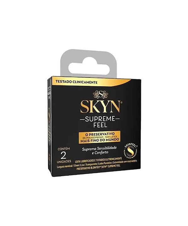 Skyn Supreme Feel preservativo, fino e ultrafino, ideal para maior sensibilidade e conforto.