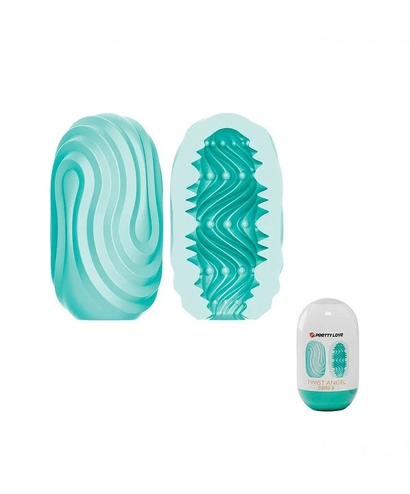 Masturbador Egg Twist Angel em silicone com textura ondulada para prazer intenso.