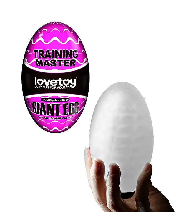 Ovo de Páscoa com embalagem de treinamento "Giant Egg" da Lovetoy, ideal para diversão adulta e brin.