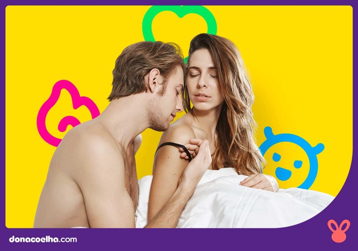 Casal íntimo em fundo amarelo vibrante