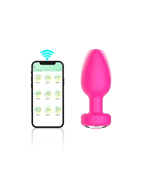 Controle remoto de estimulador clitoriano via aplicativo no smartphone, com conexão sem fio rosa dona coelha.