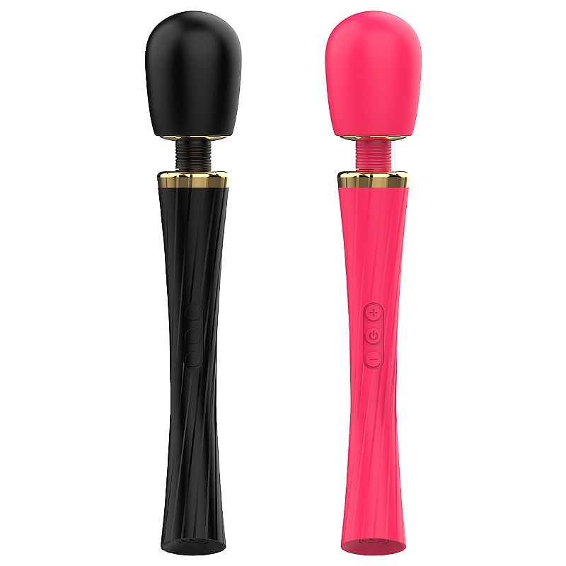 Vibrador recarreg&aacute;vel feminino preto e rosa, com controle de intensidade, ideal para prazer e bem-estar &iacute;ntimo.
