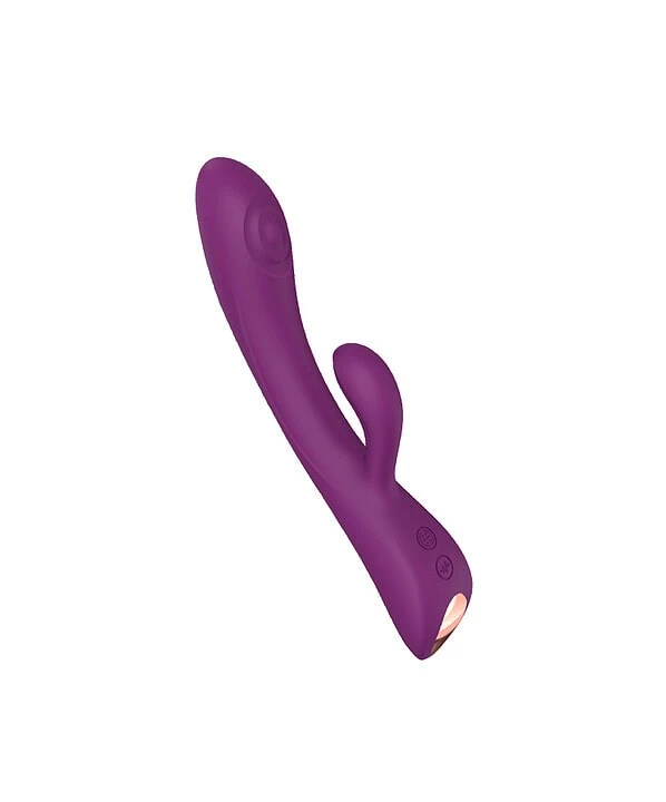 Vibrador com estimulador de clitóris, silicone seguro para adultos.
