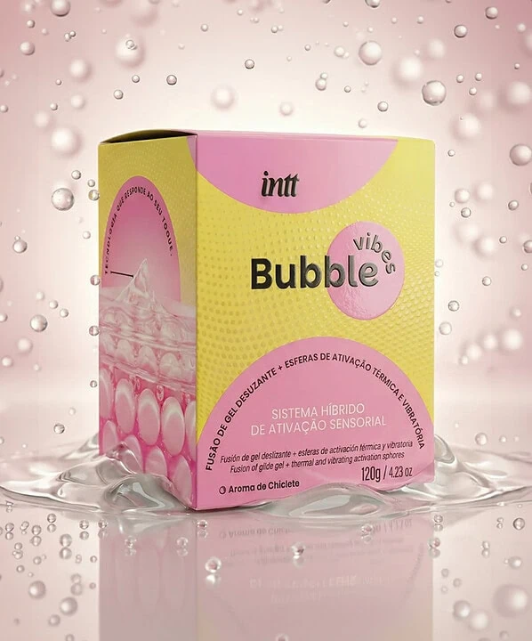 Gel deslizante Bubble Vibes com esferas sensoriais e efeito vibratório.