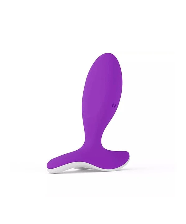 Massageador de próstata roxo com design ergonômico e confortável.