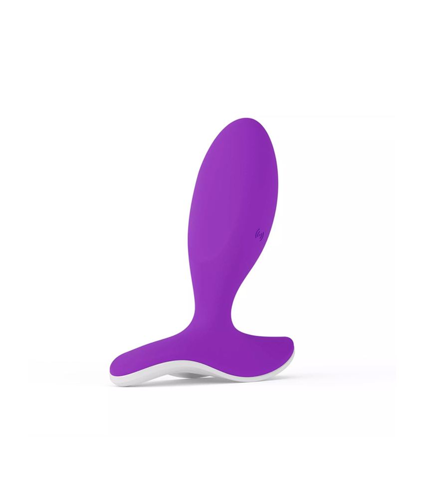Massageador de próstata roxo com design ergonômico e confortável.