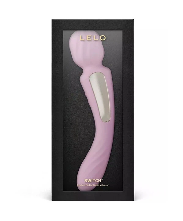 Varinha vibratória dupla SWITCH Lelo em embalagem elegante.