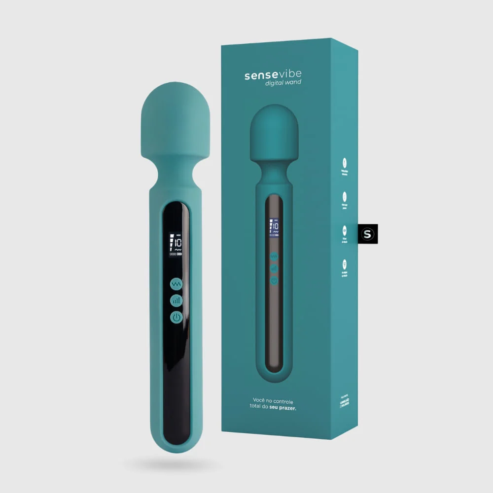Vibração sensível Sensevibe para prazer e bem-estar, com controle digital e design ergonômico.