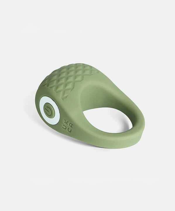 Anel peniano vibratório em silicone com textura antiderrapante.