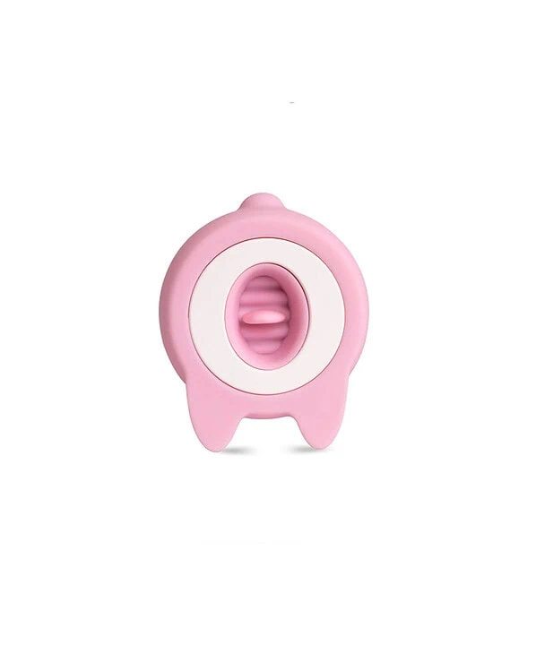 Estimulador de clitóris em rosa com design inovador.