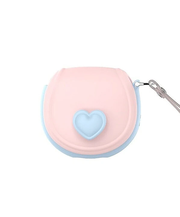 Mini bolsa vibrador Bullet com sugador em formato de coração rosa.