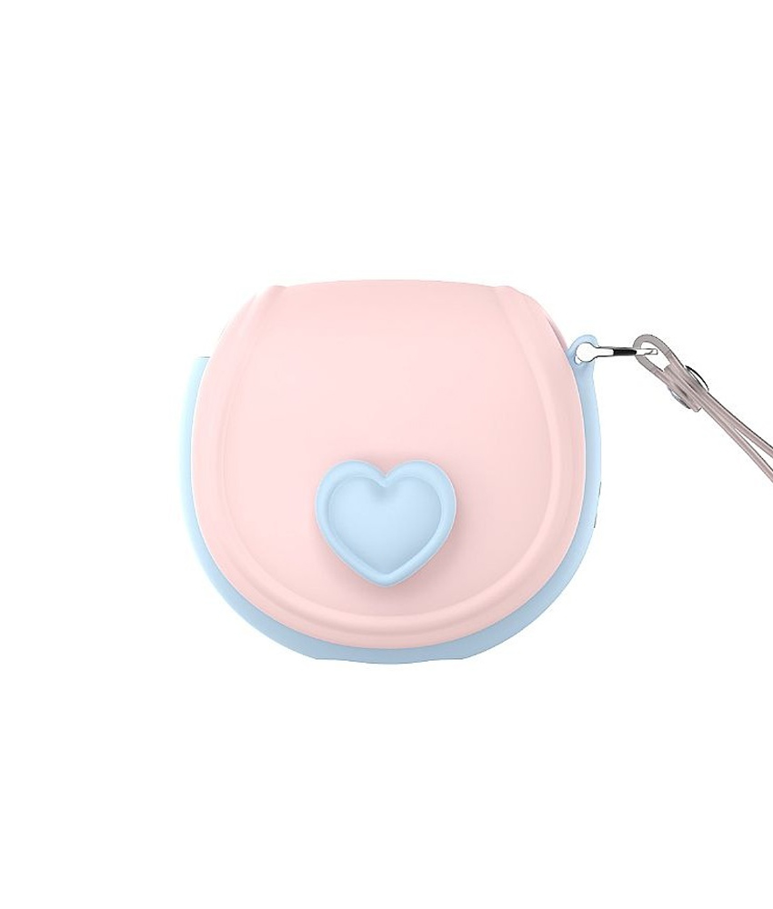 Mini bolsa vibrador Bullet com sugador em formato de coração rosa.