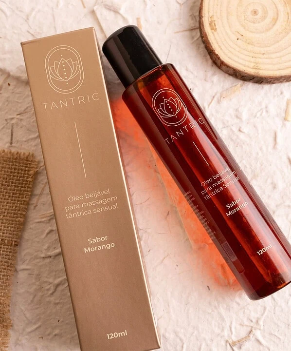 Óleo de massagem Tantric Morango da Dona Coelha, 120ml, sensual e aromático.
