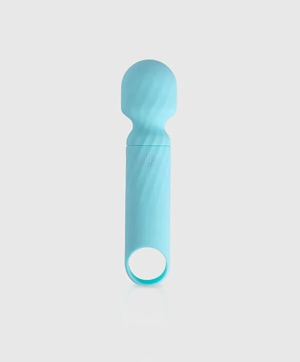 Varinha massageadora azul para relaxamento e bem-estar.