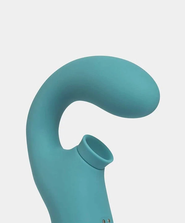 Vibrador de clitóris em azul com design ergonômico.