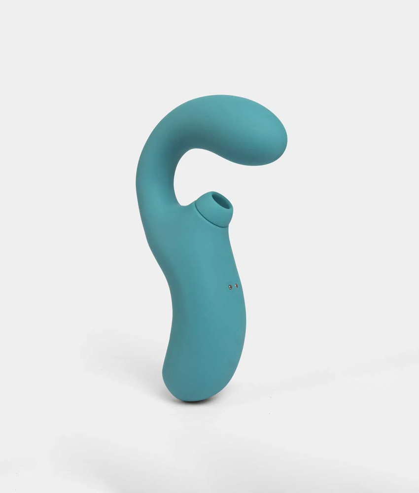 Vibrador de clitóris Sensevibe Curve em azul, design ergonômico e discreto.