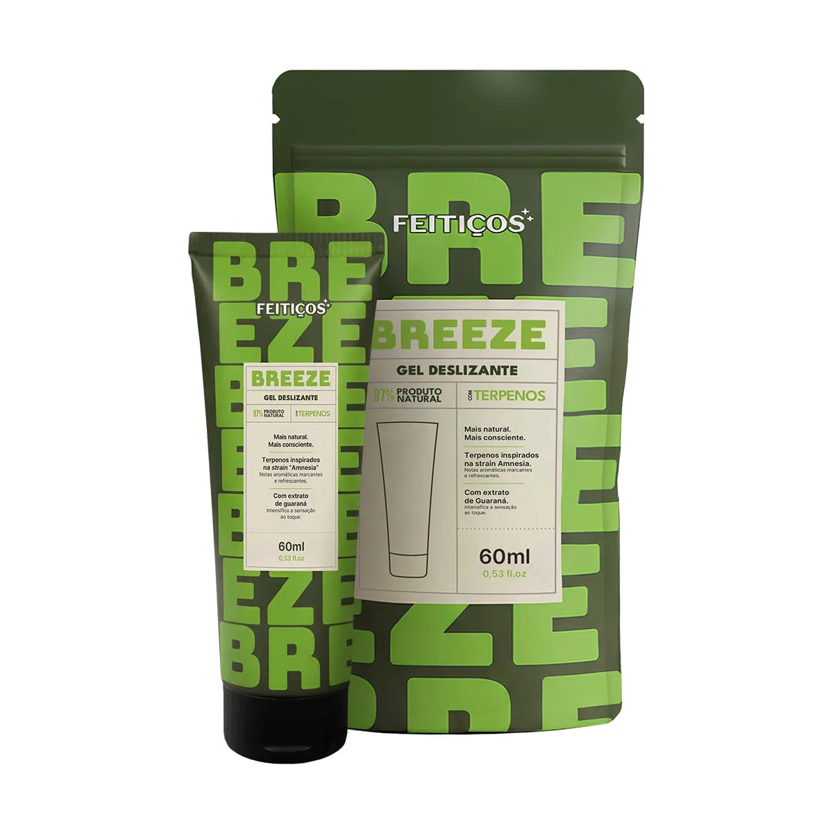 Gel Breeze Feitiços com extrato de Guaraná e terpenos naturais.