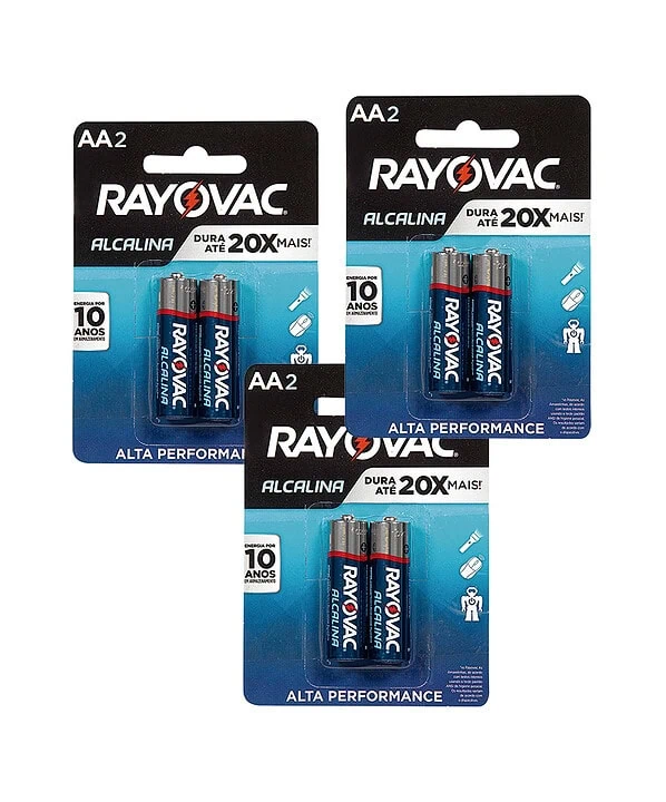 Kit 6 Pilhas Alcalinas Rayovac AA para Vibradores