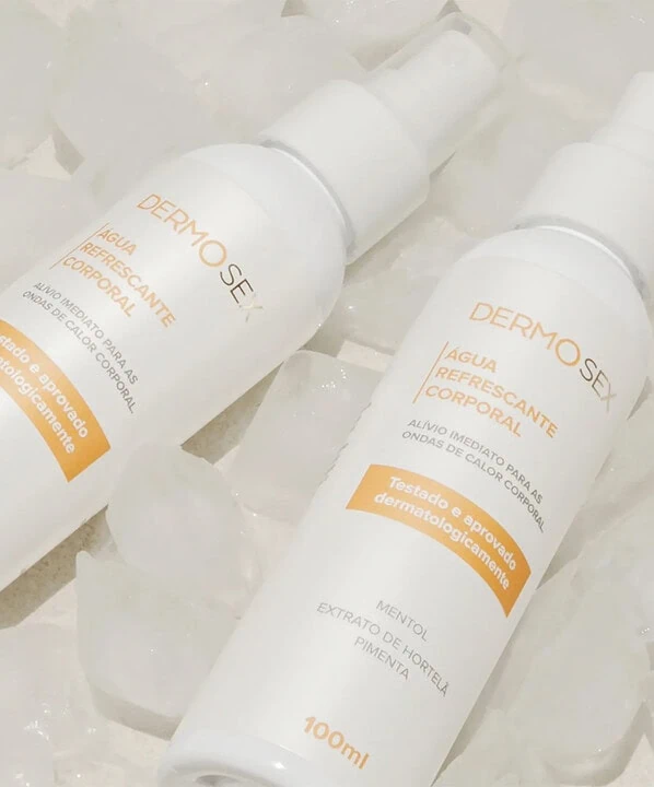 Spray de água refrescante corporal Dermosex com hortelã e pimenta.