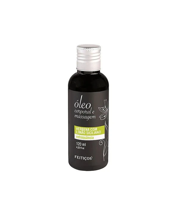 Óleo corporal de massagem com limão siciliano para relaxamento.