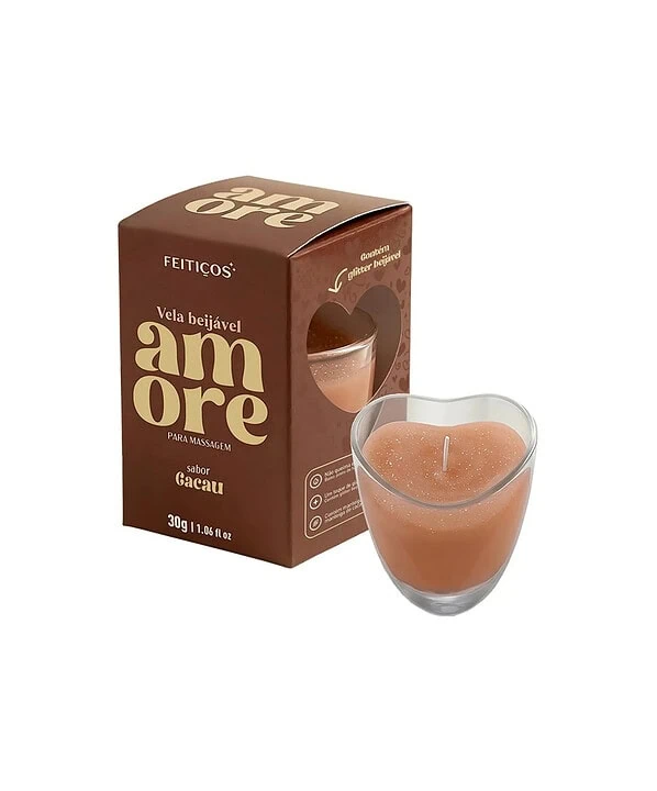 Vela Beijável Amore - Sabor Cacau 30g