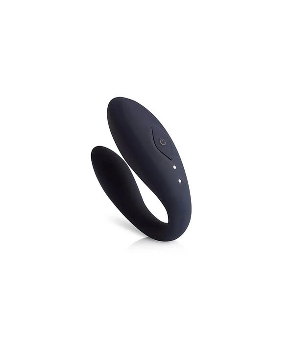 Vibrador de casal recarregável com design ergonômico e controle inteligente.