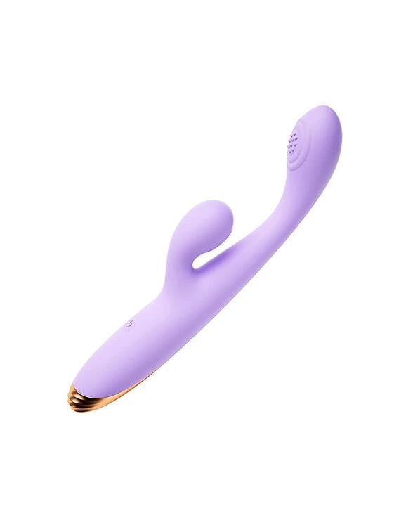 Vibrador Ponto G recarregável em tom lilás com design ergonômico.