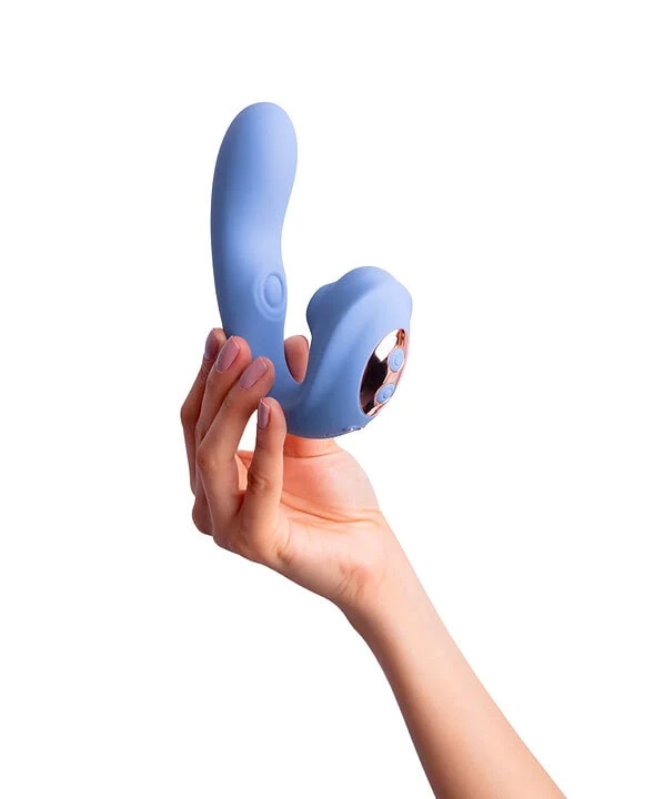 Estimulador vibratório para clitóris e ponto G em azul.