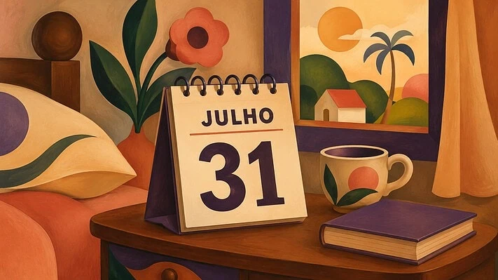 calendário com a data de 31 de julho dia do orgasmo