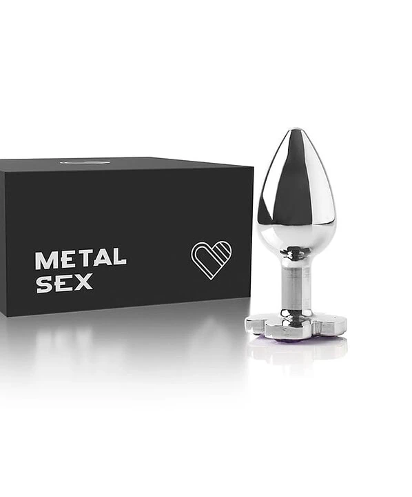 Plug anal de metal cromado com embalagem da Dona Coelha.