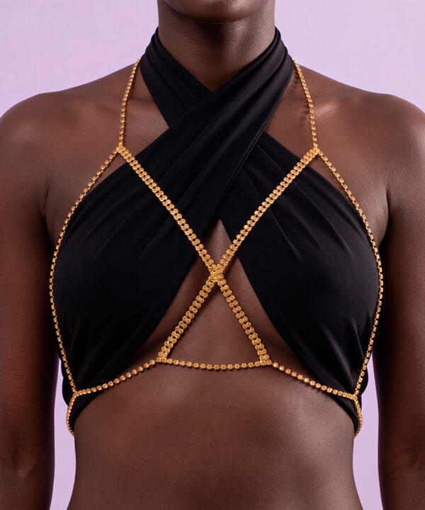 Bodychain Strass Dourado - Cropped