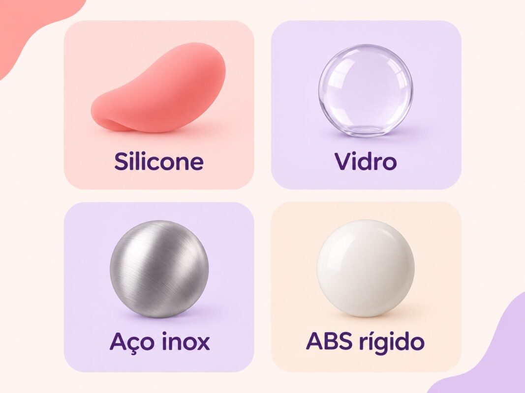 Infográfico com os materiais seguros body safe para vibrador.